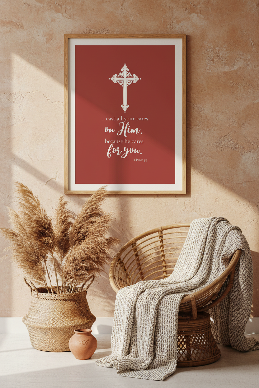 1 Peter 5:7 Terracotta Boho Mockup