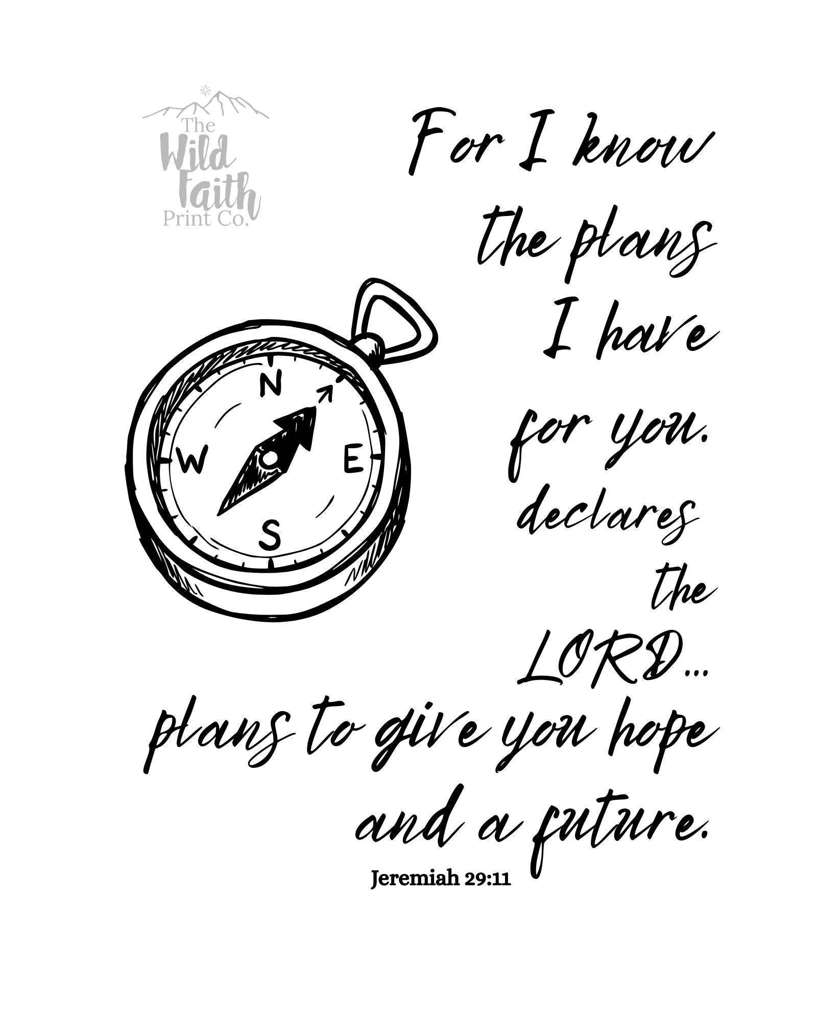 Jeremiah 29:11 Scripture Print | Plans to Give You Hope and a Future | Faith Wall Art Digital Download