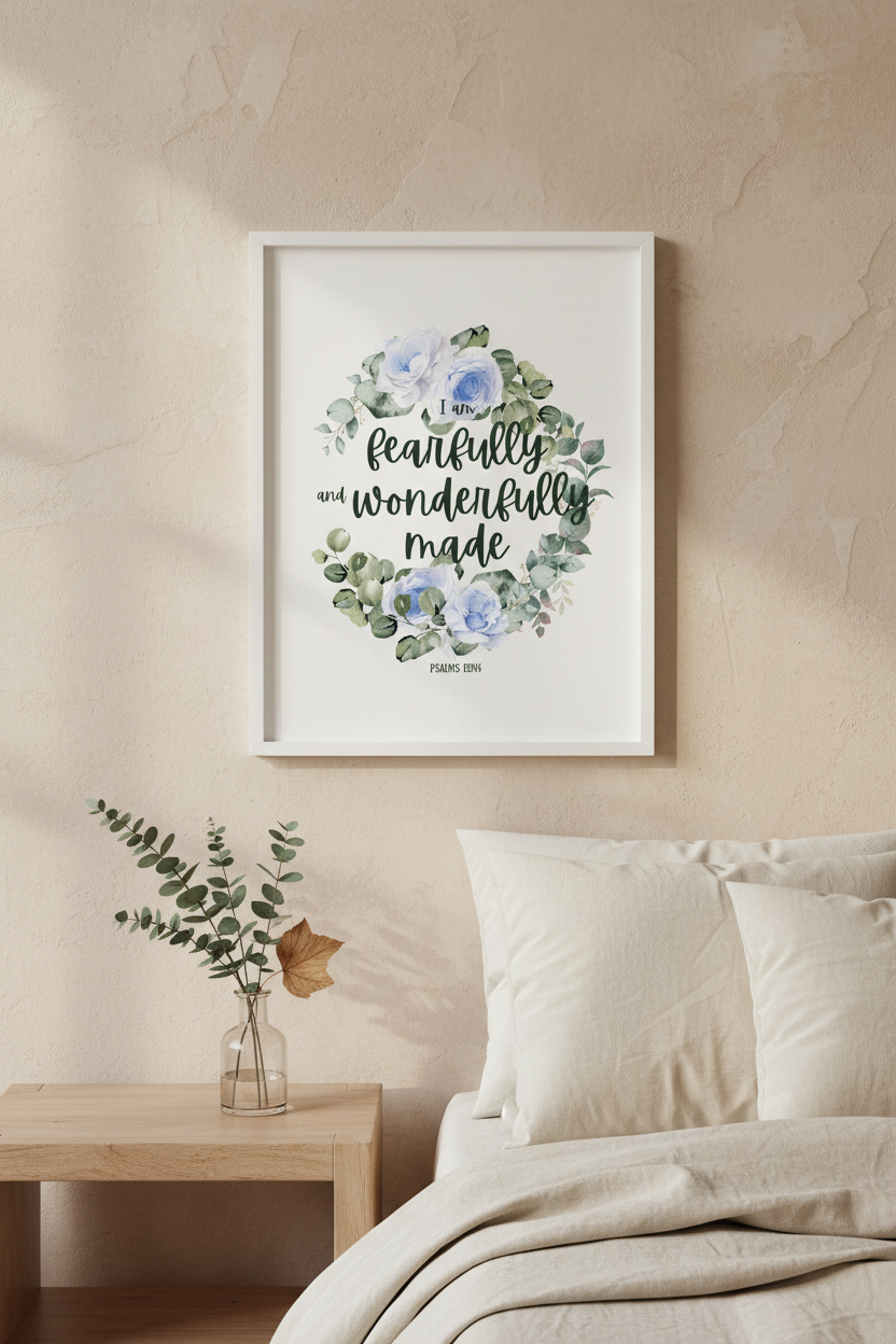 Bedroom Vignette Mockup — Blue