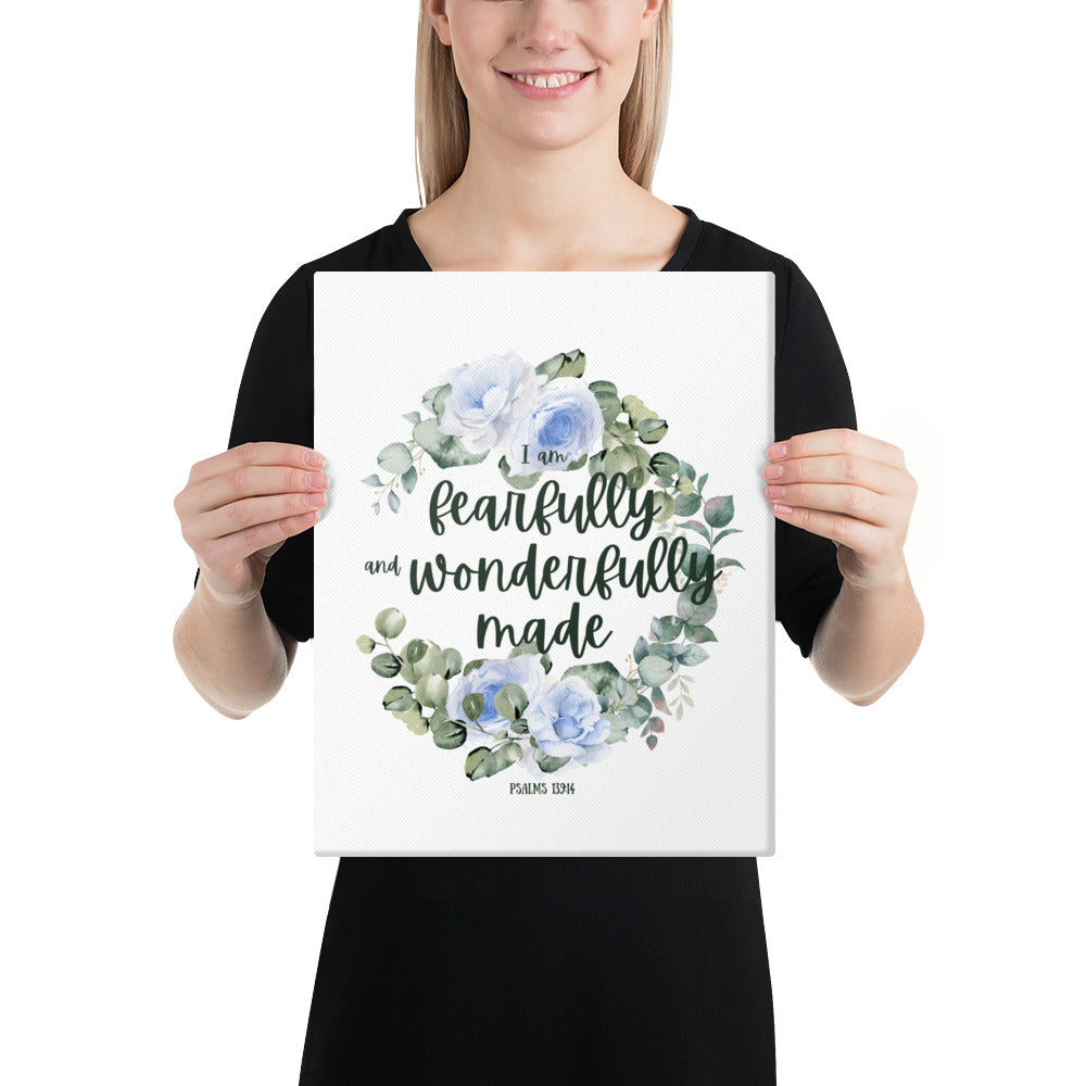 Product mockup 11x14 Blue Canvas Psalms 139:14