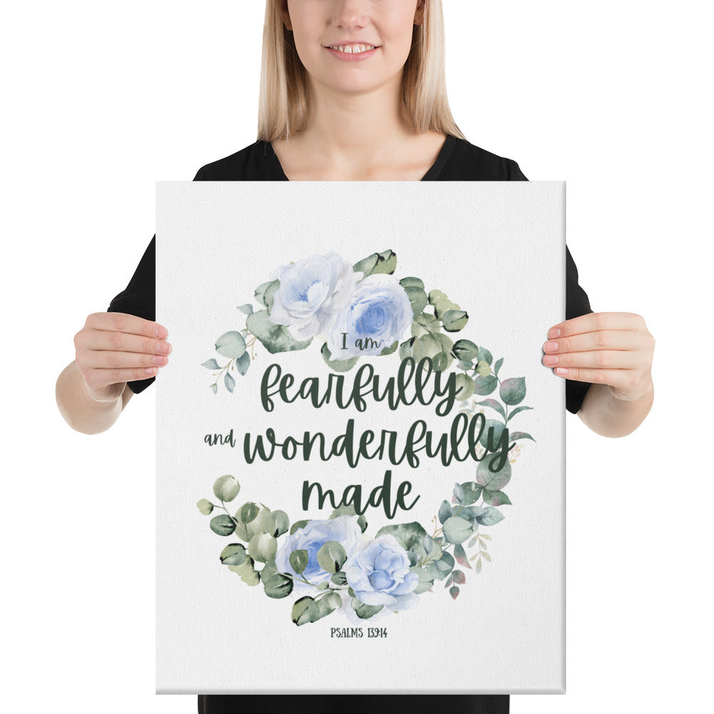 Product mockup 16x20 Blue Canvas Psalms 139:14