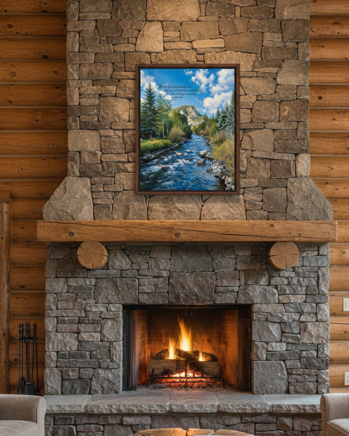 Fireplace Mantel Mockup - Smaller Print