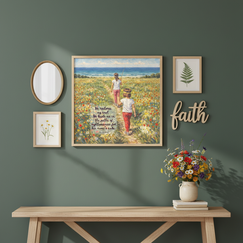 Gallery Wall Green Wall Wildflowers Mockup