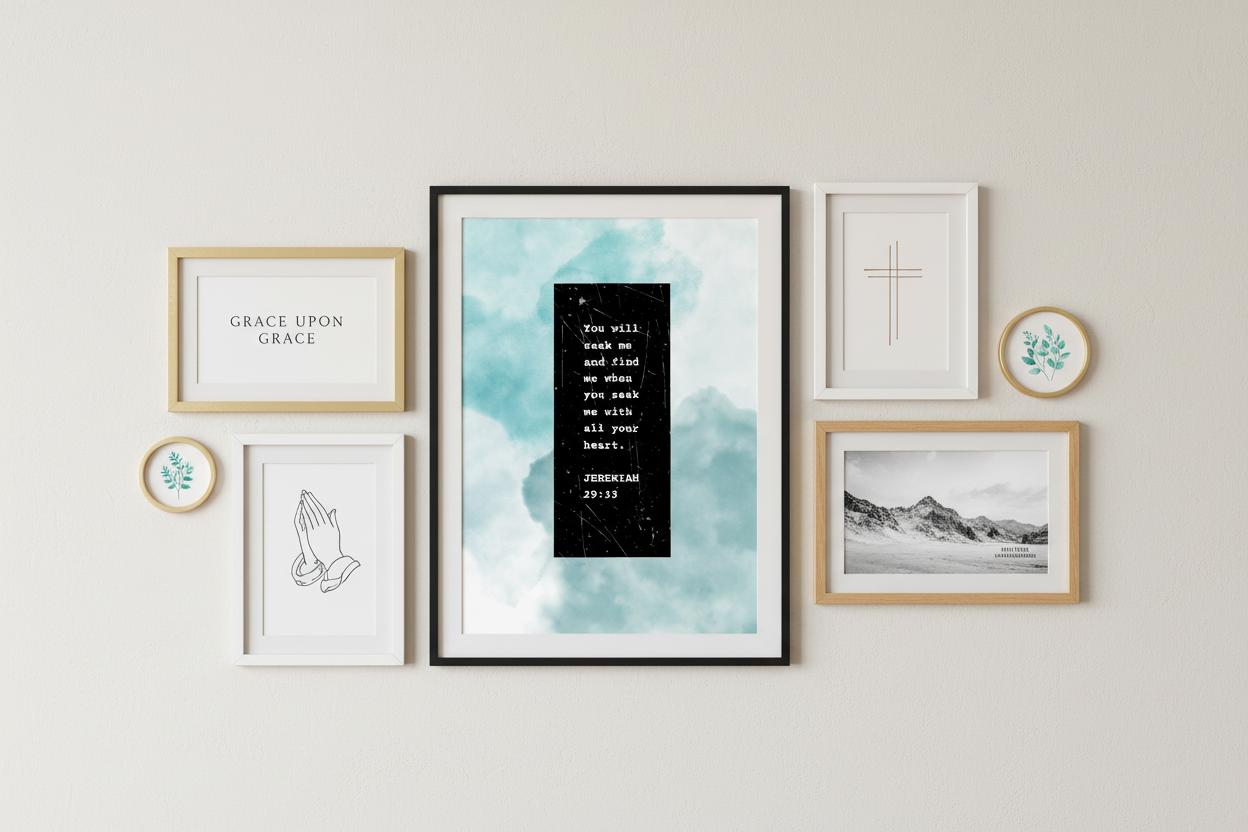 Jeremiah 29:13 gallery wall mockup