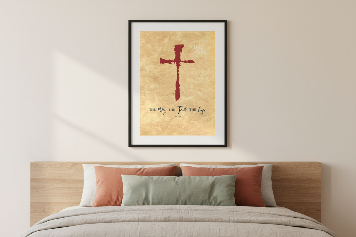 John 14:6 – White Mat Black Frame Bedroom Mockup