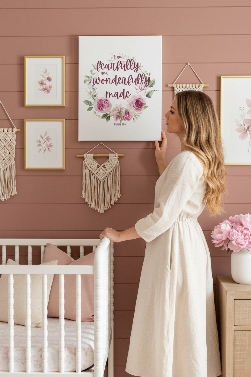 Pink Canvas — Nursery with Crib Realistic Scale