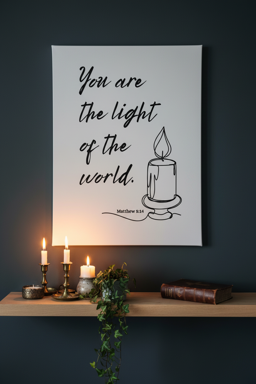 Pinterest vertical — charcoal wall with candlelight
