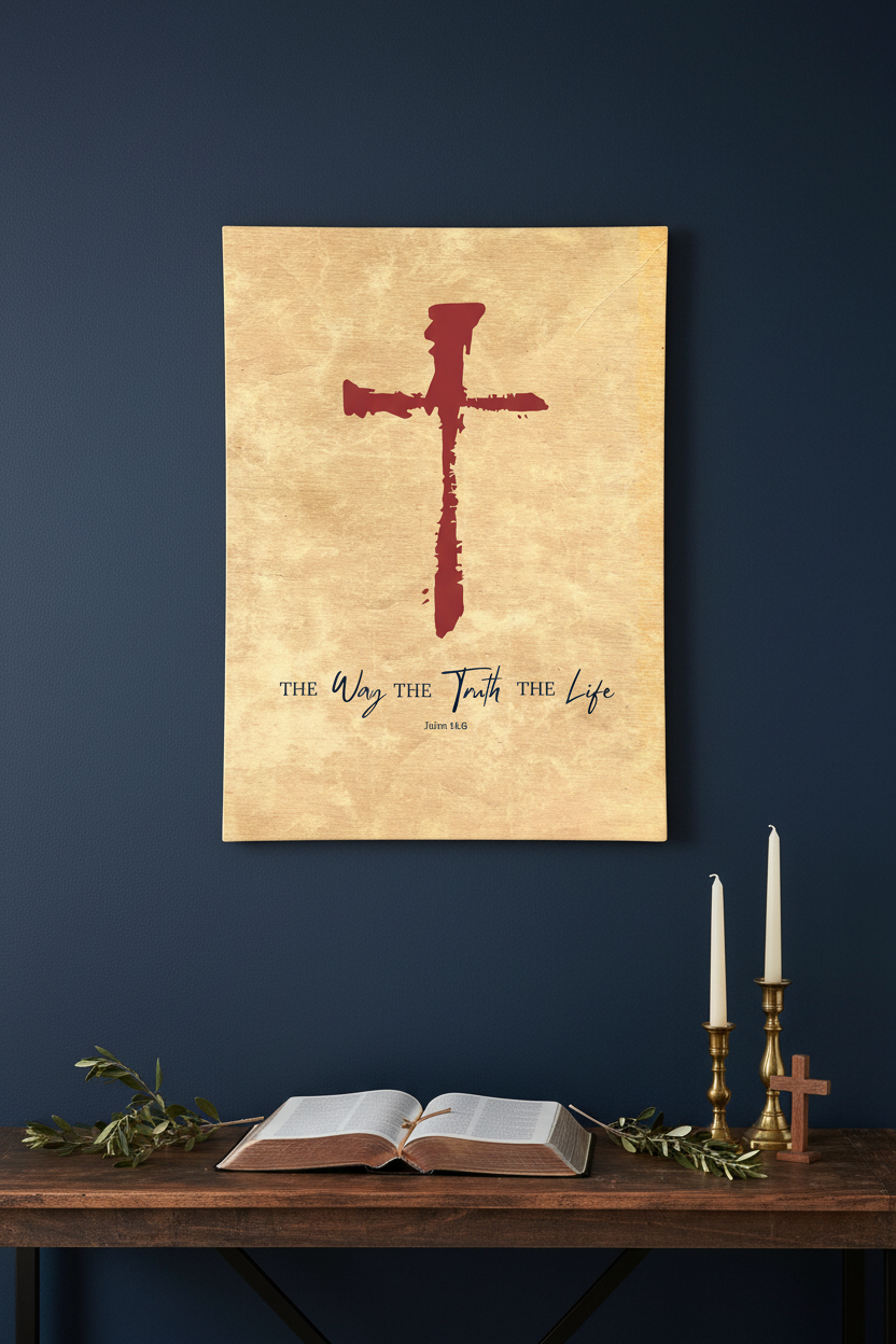 Pinterest vertical — navy wall with brass candlesticks