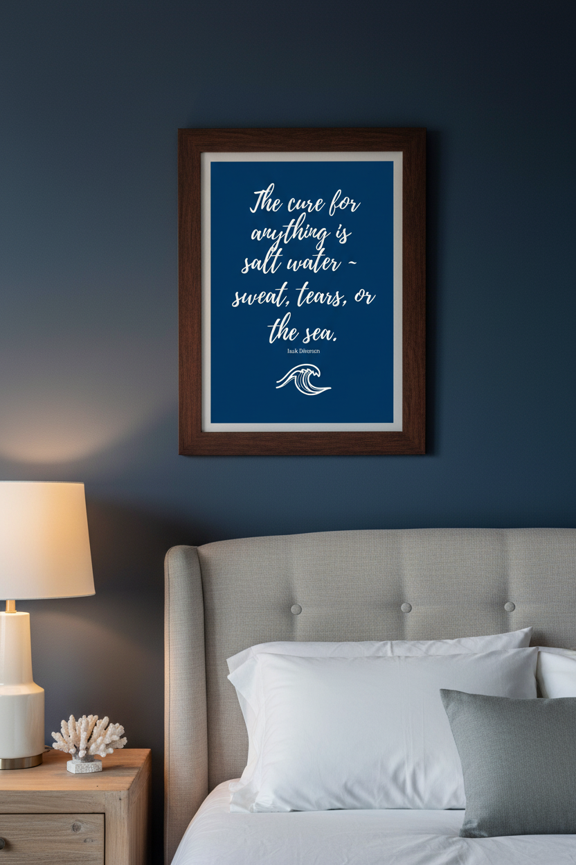 Salt Water - Navy - Framed Bedroom