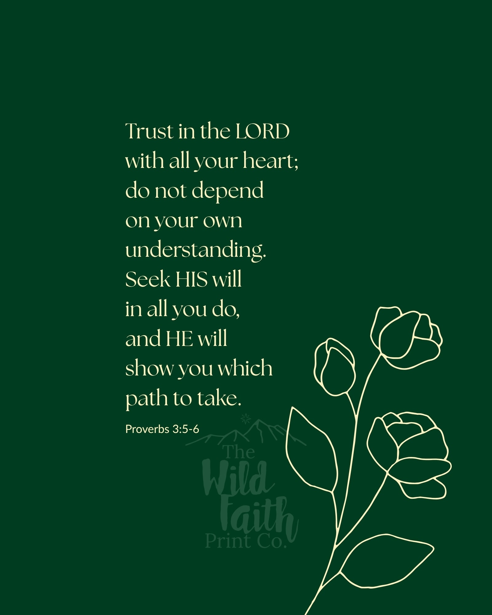 Proverbs 3:5-6 Scripture Print - Trust in the Lord Wall Art - Faith Digital Download