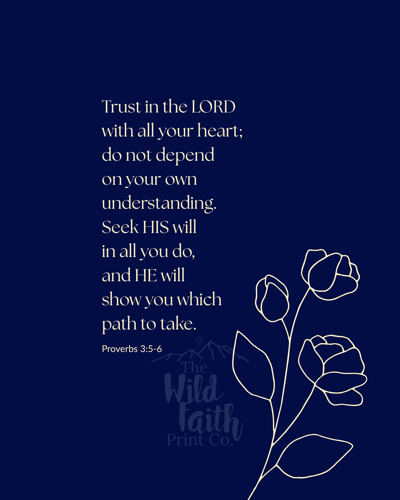 Proverbs 3:5-6 Scripture Print - Trust in the Lord Wall Art - Faith Digital Download